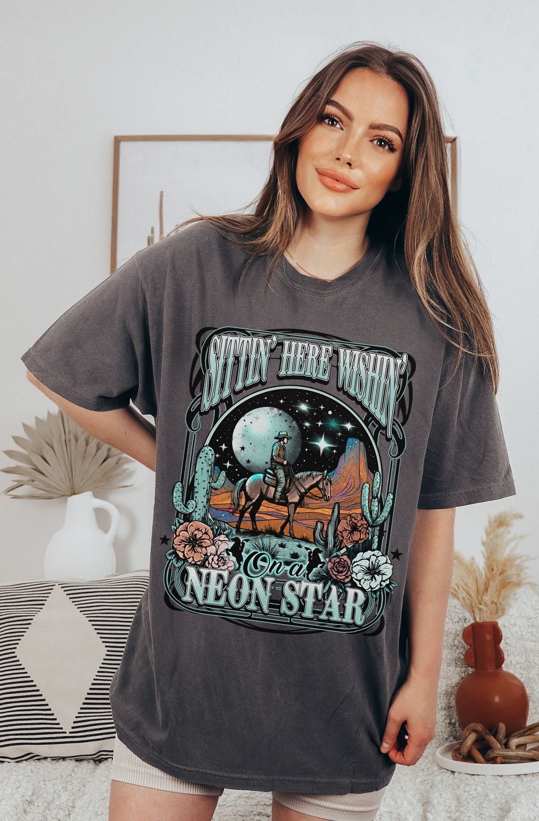 Neon Rodeo Shirt Design Neon Star Shirt Rodeo Cowboy Country Music Tshirt for Concert Cute ...