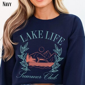 "Lake Mode" Women's Graphic Tank Top - Summer Sleeveless Casual Tee For Vacation, Camping & Outdoor Fun (Blue Pink, Medium)