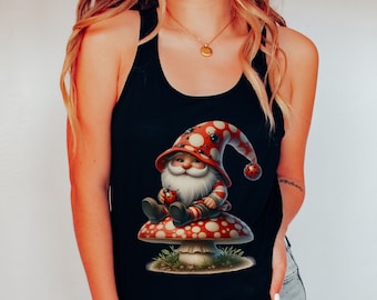 Ladybug Gnome Tank Top Cute Cottagecore Mushroom Unisex Jersey Tank Retro Fairycore Forestcore Tee Funny Gift for Her Trendy Clothing