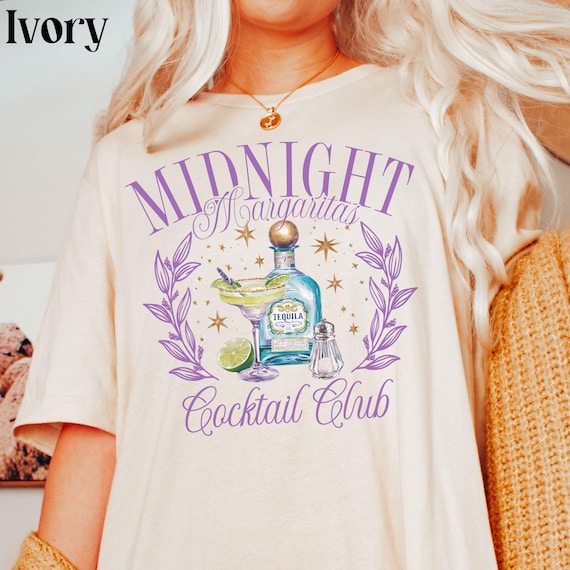 Midnight Margarita Shirt Funny Halloween Tshirt Cute Retro Horror Cocktail Club Tee for Fall Party Trendy Spooky Season Comfort Colors Gift