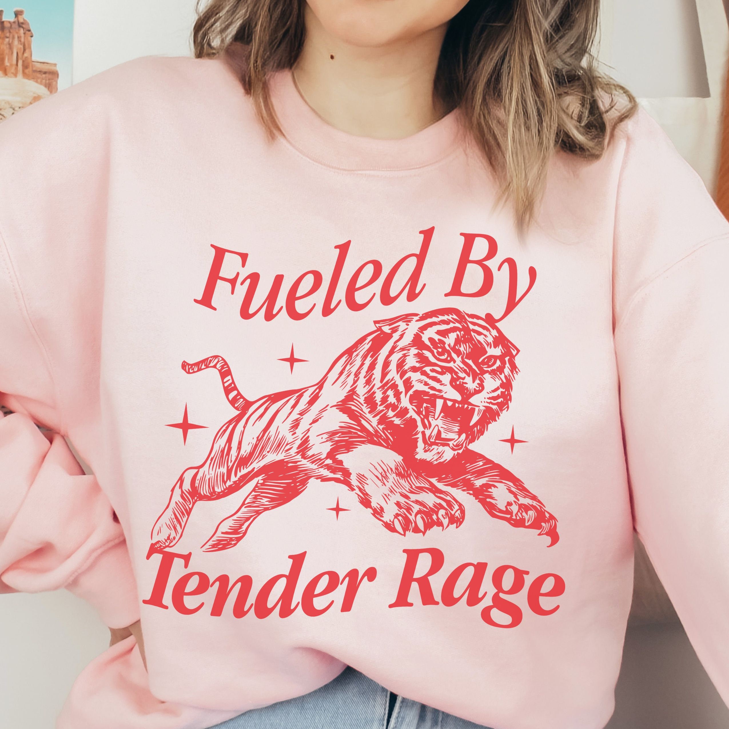 Fueled by Tender Rage Sweatshirt Funny Vintage Mental Health