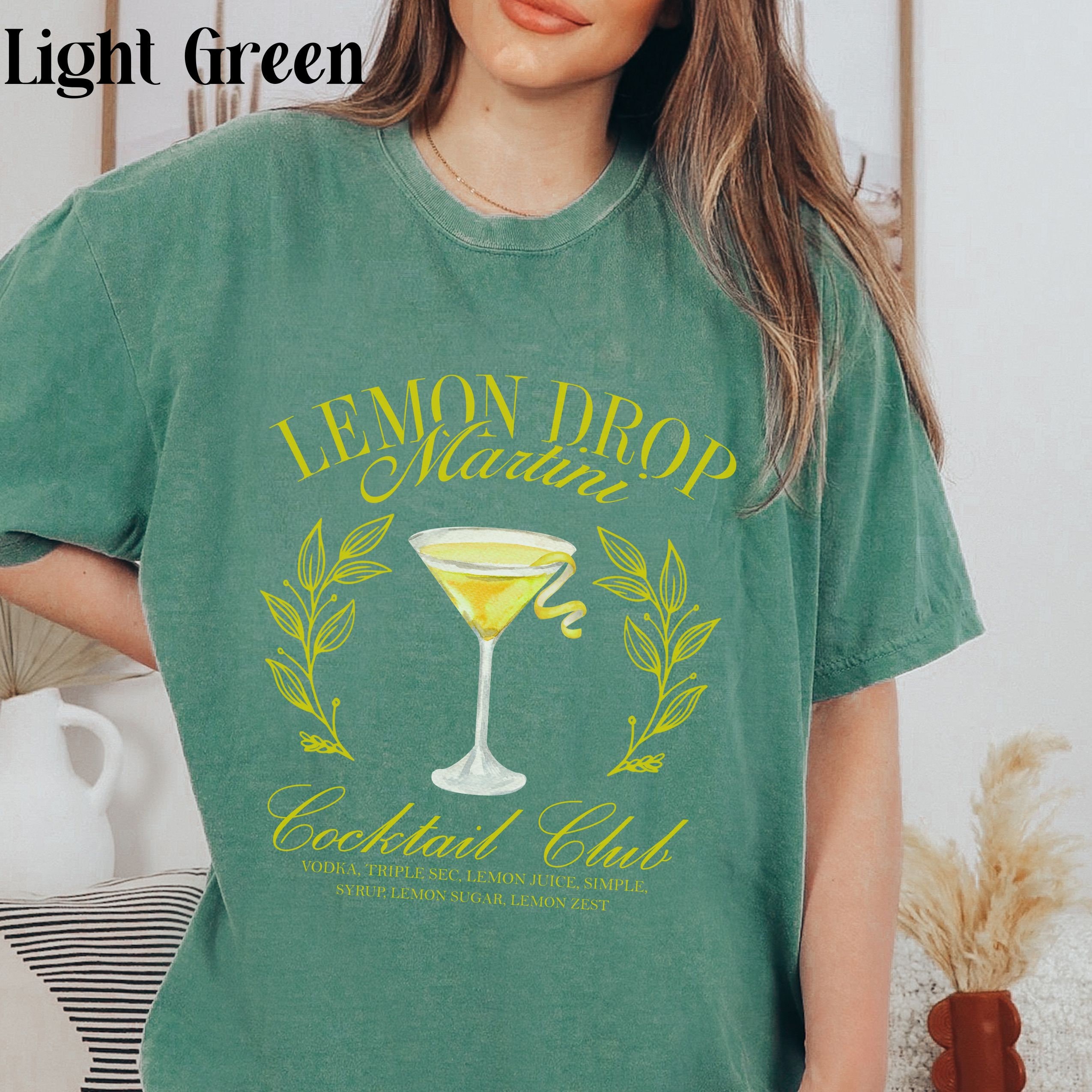 JUNON着用　DRINK ME NO SLEEVE T-SHIRTS Lemon Drop Martini Shirt Funny Cocktail Club Tshirt Cute Social