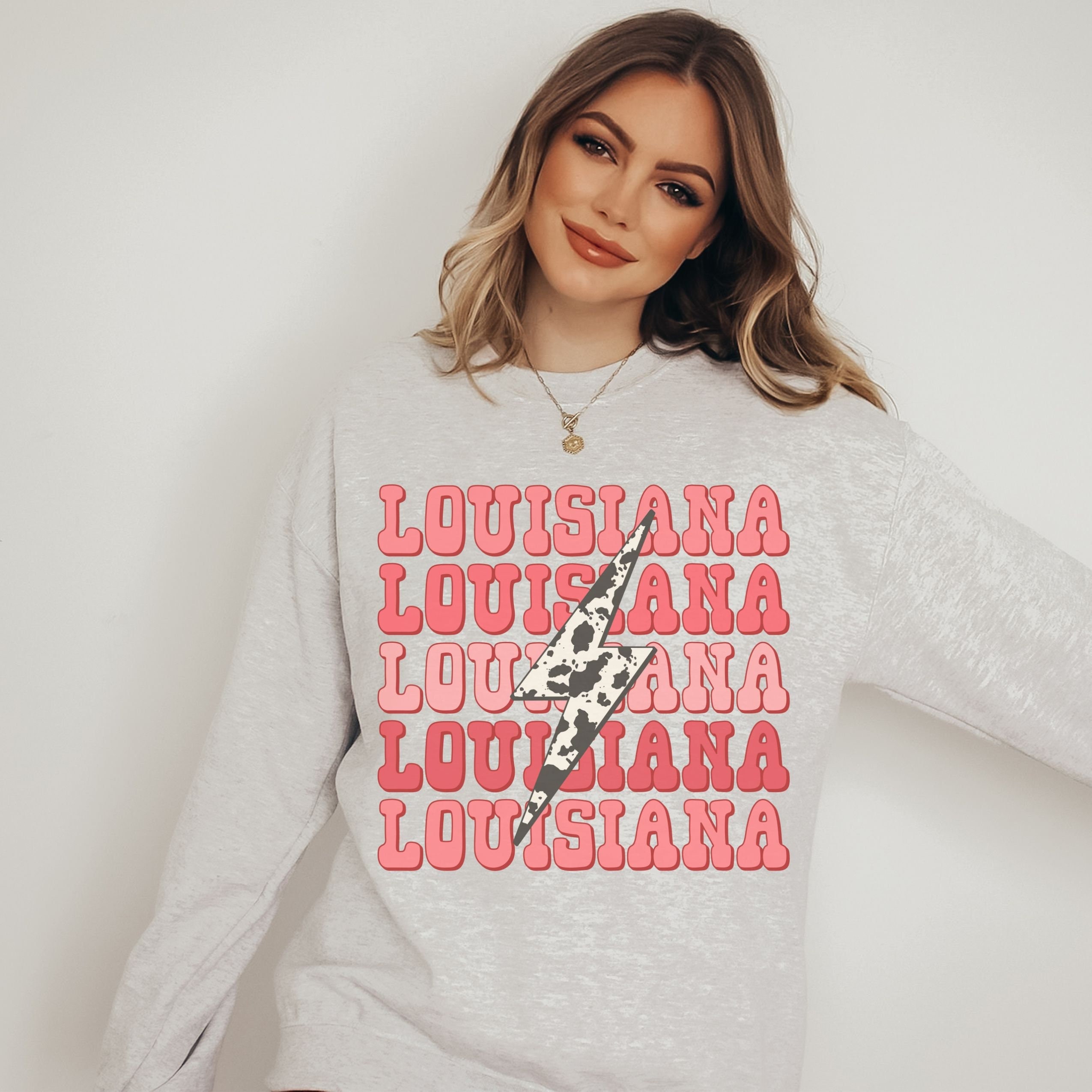 Louisiana Sweatshirt Preppy LA Oversized Sweater Cute Retro 