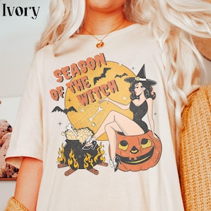 Season of the Witch Shirt Funny Vintage Halloween Tshirt Cute Retro Horror Social Club Tee Fall Party Trendy Spooky Clothing Comfort Colors