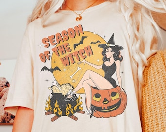 Season of the Witch Shirt Funny Vintage Halloween Tshirt Cute Retro Horror Social Club Tee Fall Party Trendy Spooky Clothing Comfort Colors