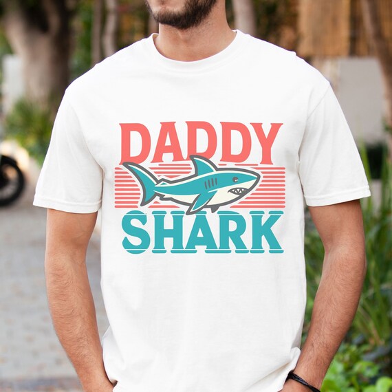 Mens Retro Daddy Shark Tshirt | Gift For Father's Day Mens Retro Daddy Shark Tshirt | Gift For Father's Day