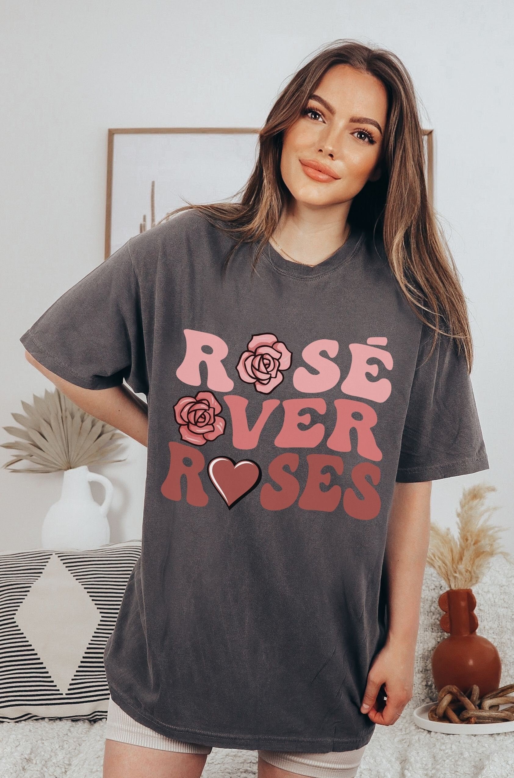 Rosé Over Roses Shirt Retro Valentines Day Tshirt Cute Rose Wine