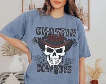 Comfort Colors Ghostin Cowboys Shirt Skeleton Cowboy Country Music Tshirt Country Concert Oversized Western Graphic Tee Nashville Tee