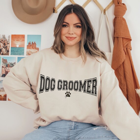 Preppy Dog Groomer Sweatshirt Pet Grooming Oversized Sweater Veterinary Groomer Womens Crewneck Dog Lover Gift for Dog Groomer Trendy