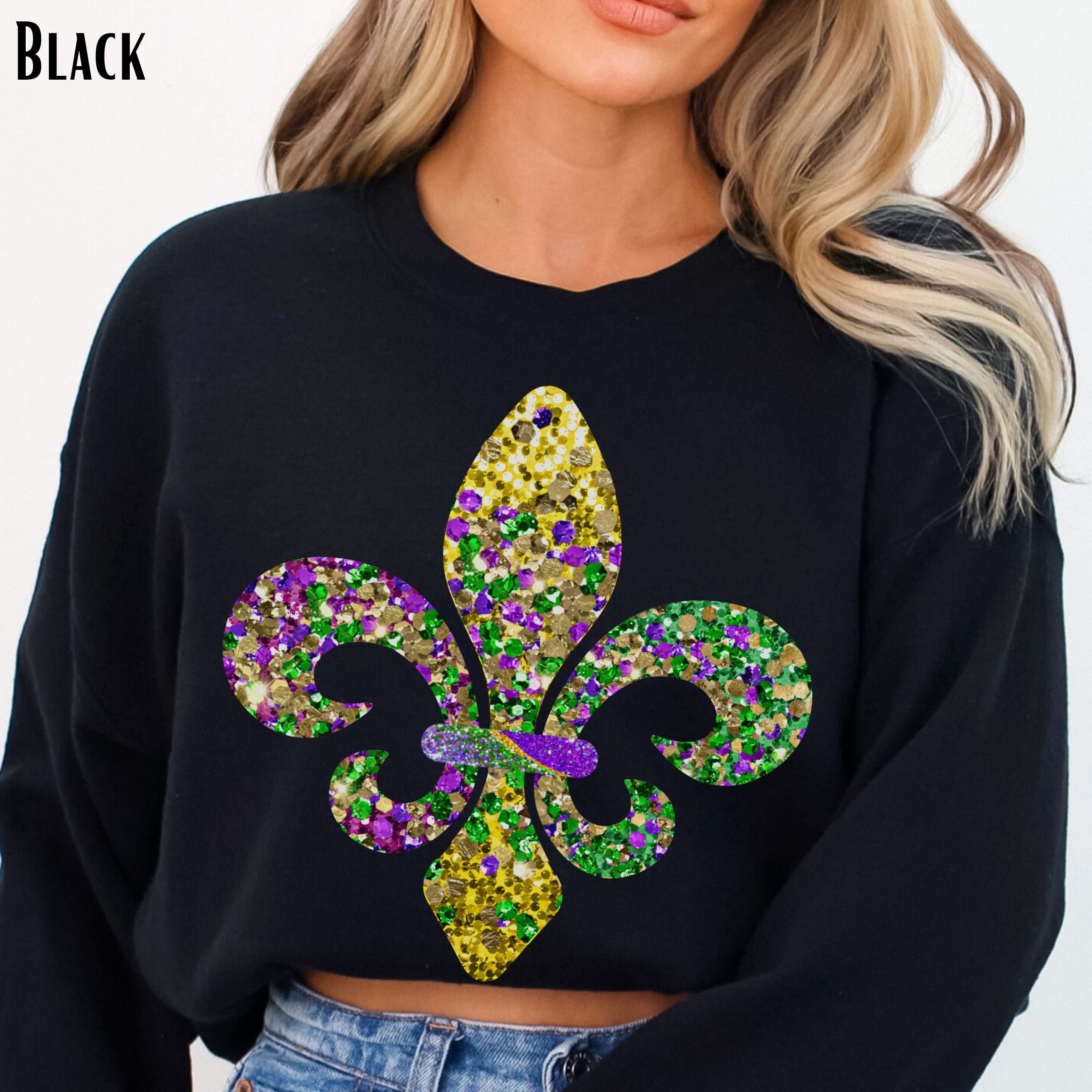 Mardi Gras Sweatshirt Cute Fleur De Lis Sweater Retro New Orleans