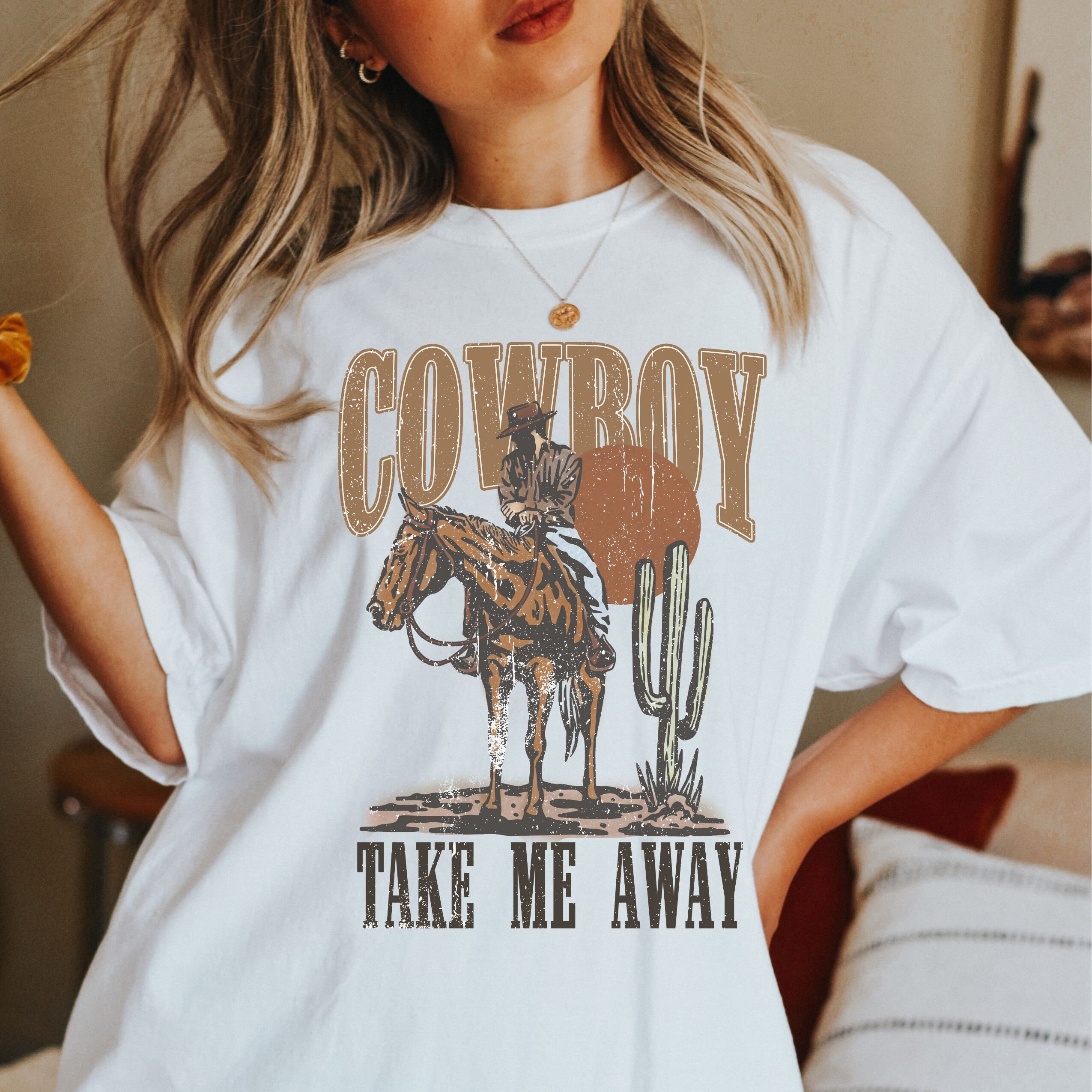 Cowboy Take Me Maglietta da donna Western Cowboy Vintage Grafica Tees