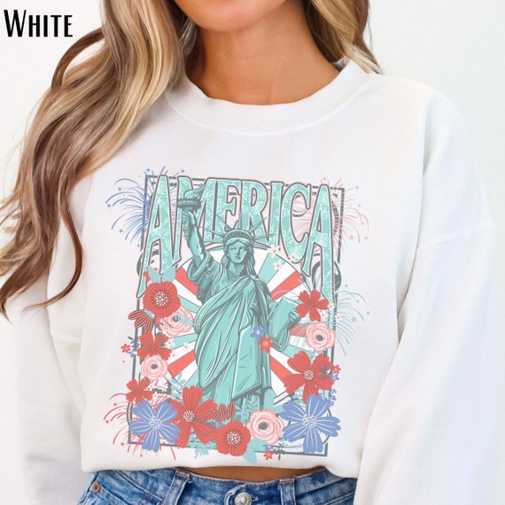 America Statue of Liberty Sweatshirt Cute 4th of July Sweater