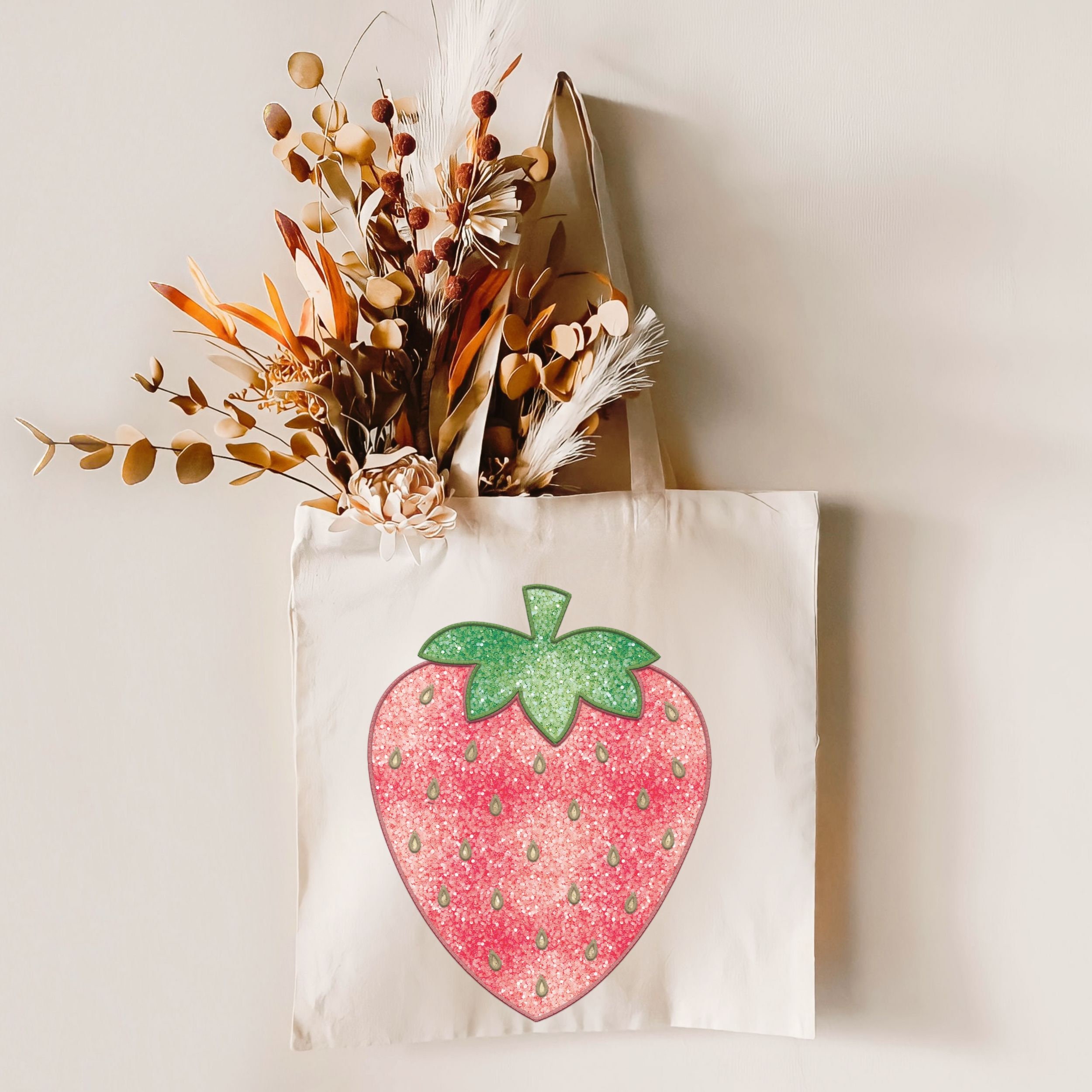Strawberry Tote Bag Cute Berries Canvas Shoulder Bag Cute