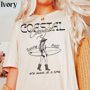 Coastal Cowgirl Shirt Cute Vintage Beachy Summer Tshirt Retro Country Western Rodeo Cowboy Tee Trendy Aesthetic Clothing Gift Comfort Colors