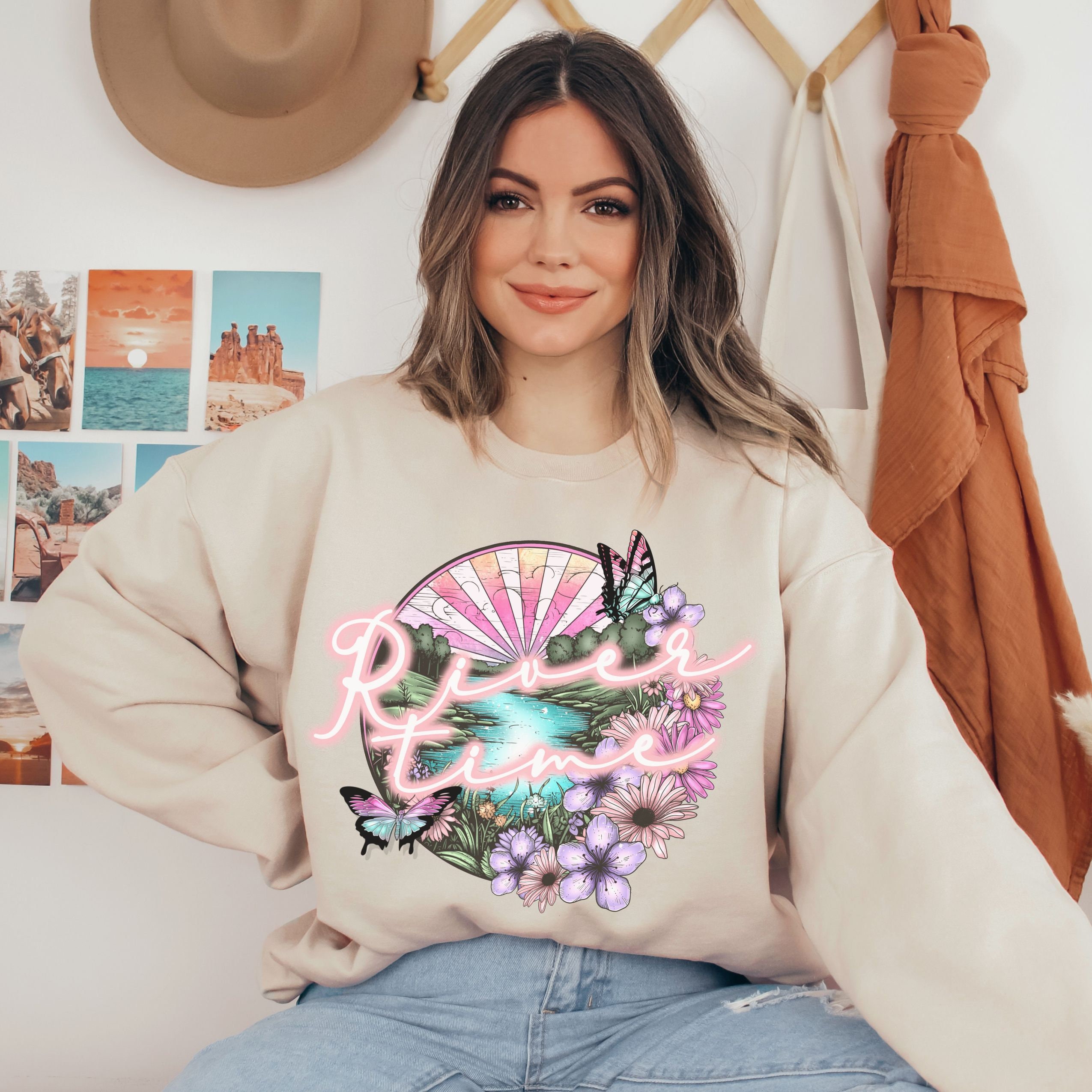 Retro River Sweatshirt Cute Summer Preppy Crewneck Coconut Girl