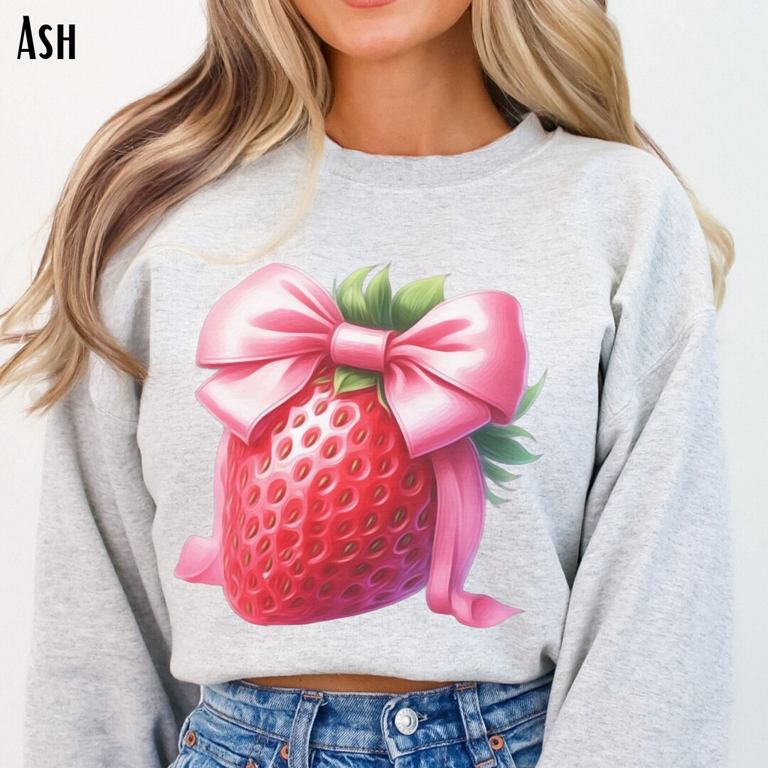 Coquette Strawberry Sweatshirt Cute Cottagecore Soft Girl Era Sweater ...
