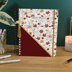 2026 datiert Wochenplaner | Anpassbares Layout und Cover | Herbstblumen