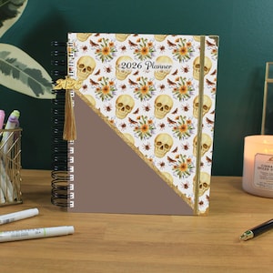 2026 Dated Weekly Planner | Customizable Layout and Cover | Fall Skulls