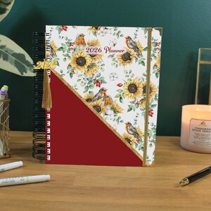 2026 Dated Weekly Planner | Customizable Layout and Cover | Robins and Sunflowers