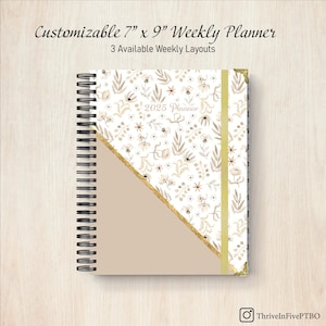 2025 Dated Weekly Planner | Customizable Layout and Cover | Floral