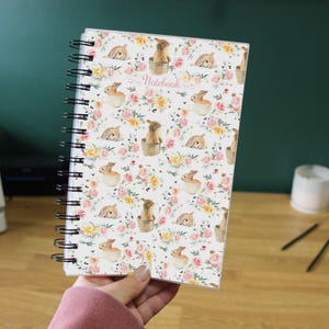 Cuaderno de espiral - Rayas, en blanco o cuadrícula de puntos - Conejitos de primavera
