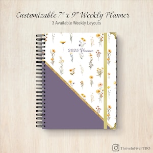 2025 Dated Weekly Planner | Customizable Layout and Cover | Floral