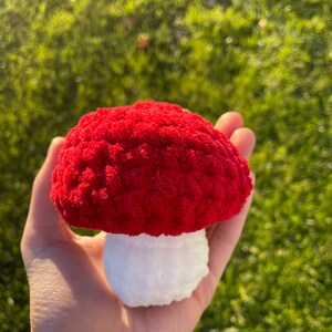 Crochet amigurumi popping mushroom