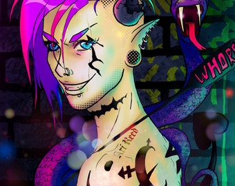 Not Hier 2 Freunde finden | Transmasc Zeichnung | Transgender Anime Zeichnung | LGBTQ Kunstdruck in Farbe