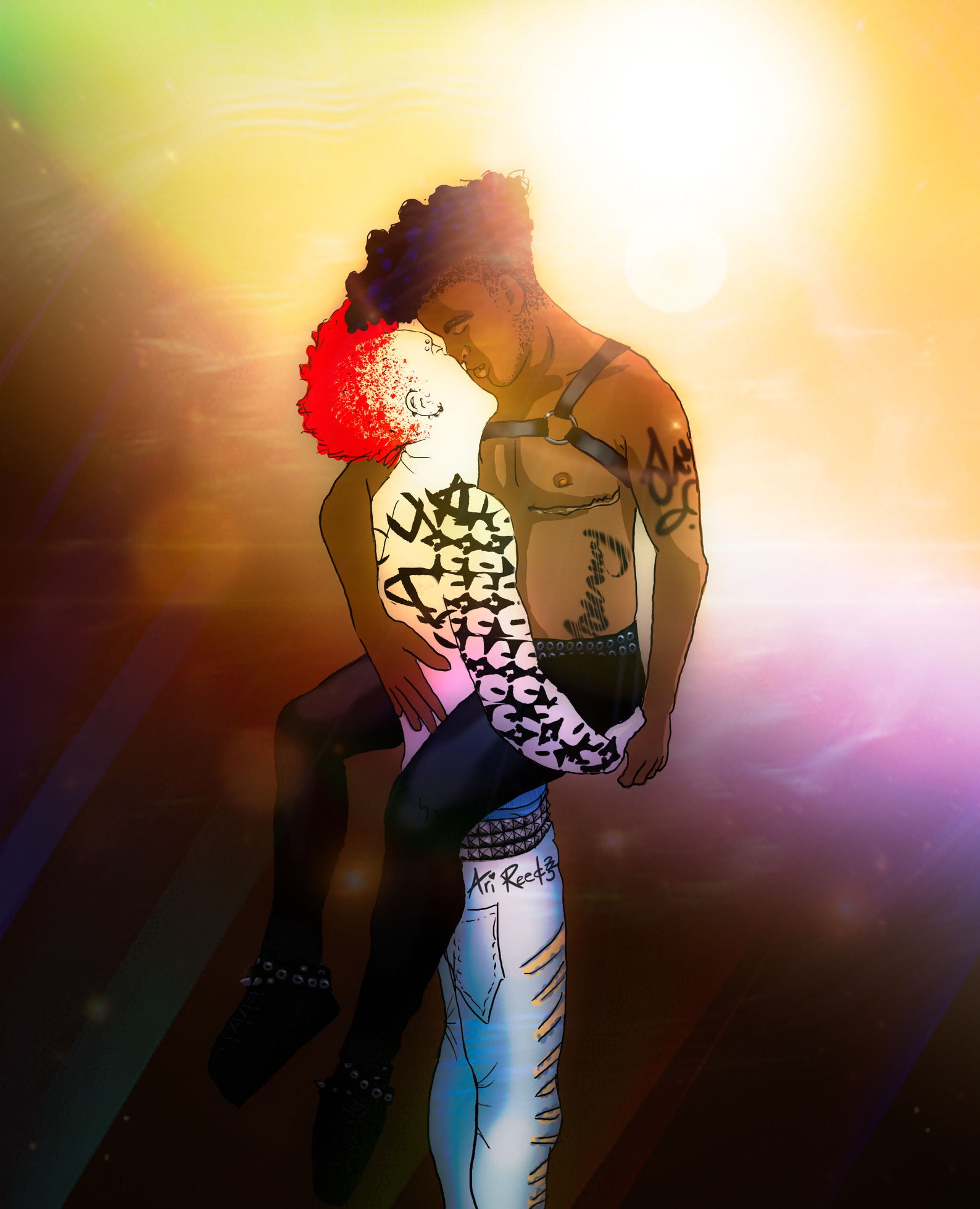 Transgender Drawing Uplifting | POC Transgender Anime Drawing Art Print in Color of LGBTQ ...