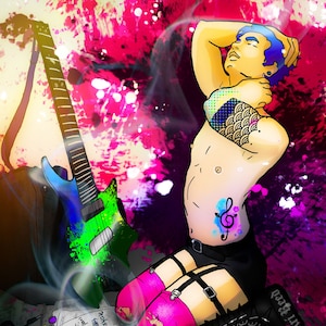 Feed the Chaos | Transmasc self-portrait | Digital Drawing by transgender Anime Artist | LGBTQ Art Print in Color