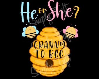 On lub Ona Babcia Pszczoła | Pobieranie cyfrowe | Natychmiastowe pobieranie | Projekt Baby Shower | Projekt Ujawnienia Płci
