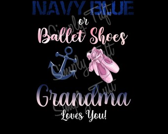 Granatowy lub Baletki | Babcia Cię Kocha Pobieranie Cyfrowe | Natychmiastowe Pobieranie | Projekt Baby Shower | Projekt Ujawnienia Płci