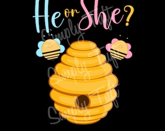 On lub ona Bee Blank Design | Pobieranie cyfrowe | Natychmiastowe pobieranie | Projekt Baby Shower | Projekt ujawnienia płci