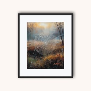 Spinnennetz Digitaler Download, Dunkler Cottagecore Kunstdruck, Vintage-Stil Malerei, Dunkle Academia, Spinnennetz Malerei, Dunkle Herbstliche Druck