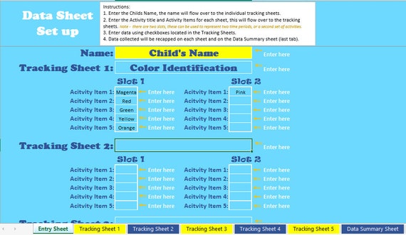 ABA Data Sheet With Charts - Etsy