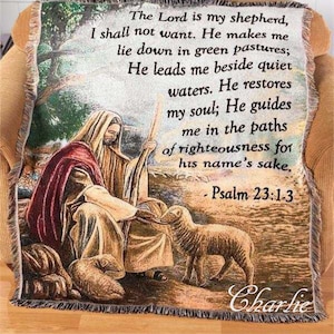 Personalized Psalm 23 Woven Tapestry Throw Blanket