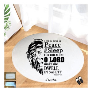 Customized Prayer Mats "I WILL LIE DOWN" uniquely Personalized with your Name, Christian gifts, Prayer room accessories, Bedside mat.