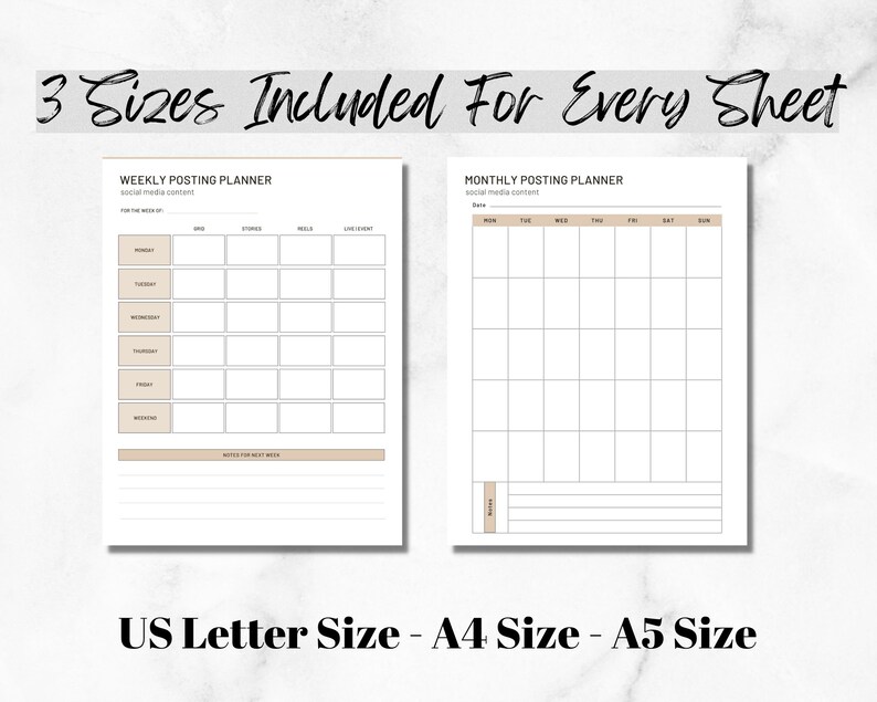 Printable Weekly Social Media Planner, Printable Social Media Planner ...