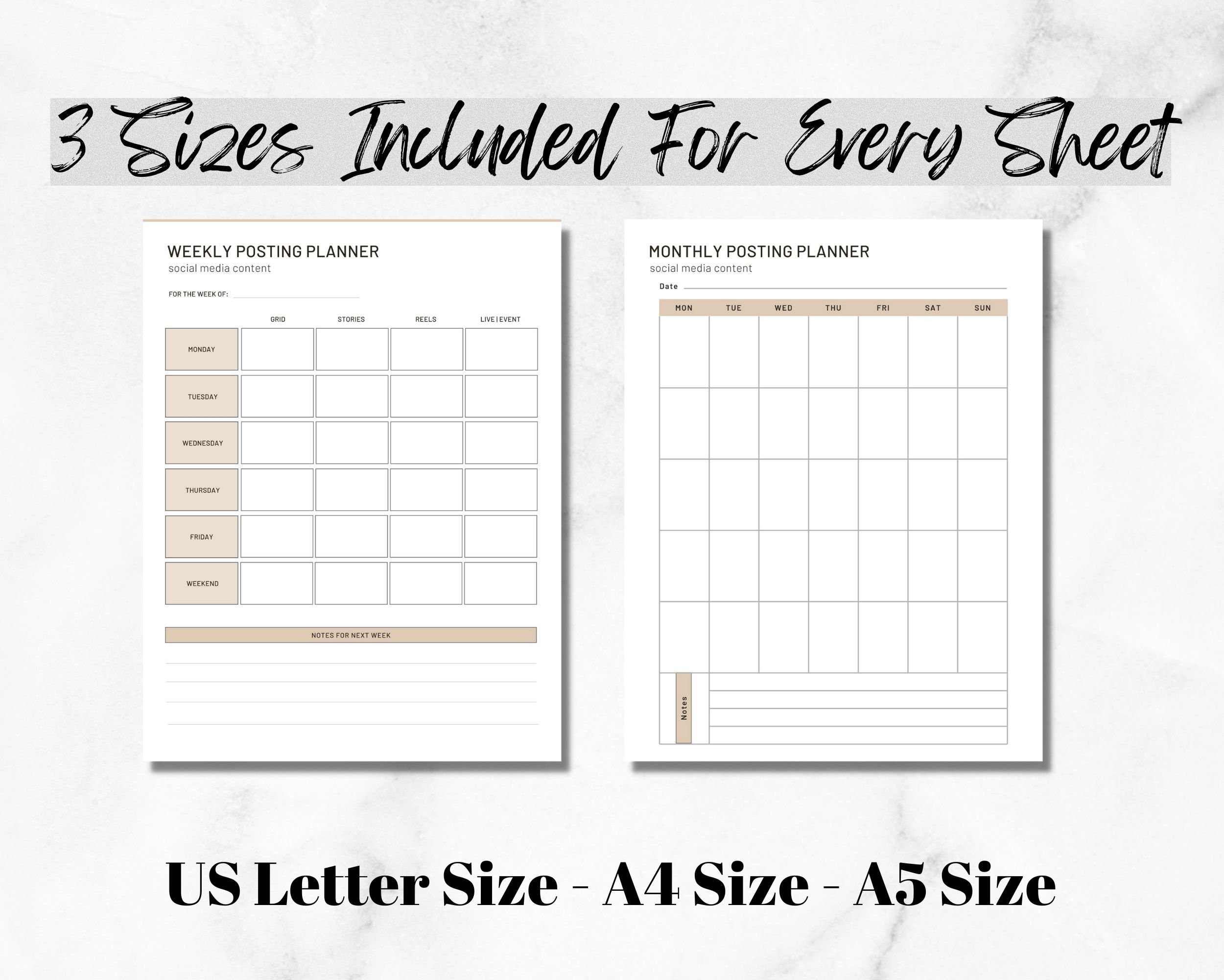 Printable Weekly Social Media Planner, Printable Social Media Planner ...