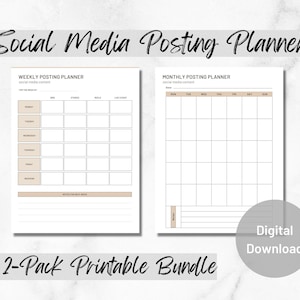 Printable Weekly Social Media Planner, Printable Social Media Planner ...