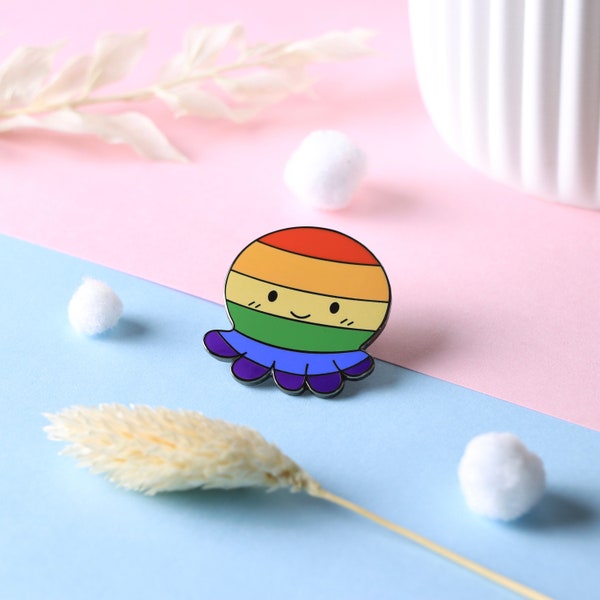 niedliche Regenbogen Qualle / LGBT Anstecker / Emaille Pin