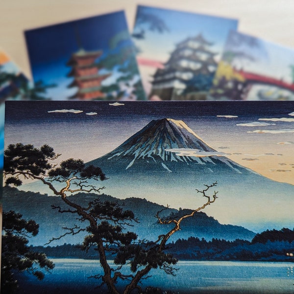 Japanese Art Postcards, Tsuchiya Koitsu famous painting postcards, variety pack Ukiyoe art scenery, Fuji Mountain