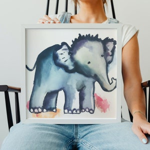 Elephant Wall Art for Nursery or Bathroom - Cute Elephant Printable Photo - Digital Download