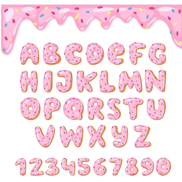 Alphabet Pink Donut Kids Svg | Donut Letters | Donut Lover Svg | Forever Sweet Svg | Svg, Png Files | Sublimation | Instant Download