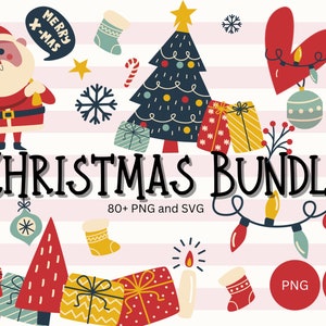 Christmas Clip Art Bundle - Festive Santa Holiday SVG and PNG Graphics for Crafts & Sublimation