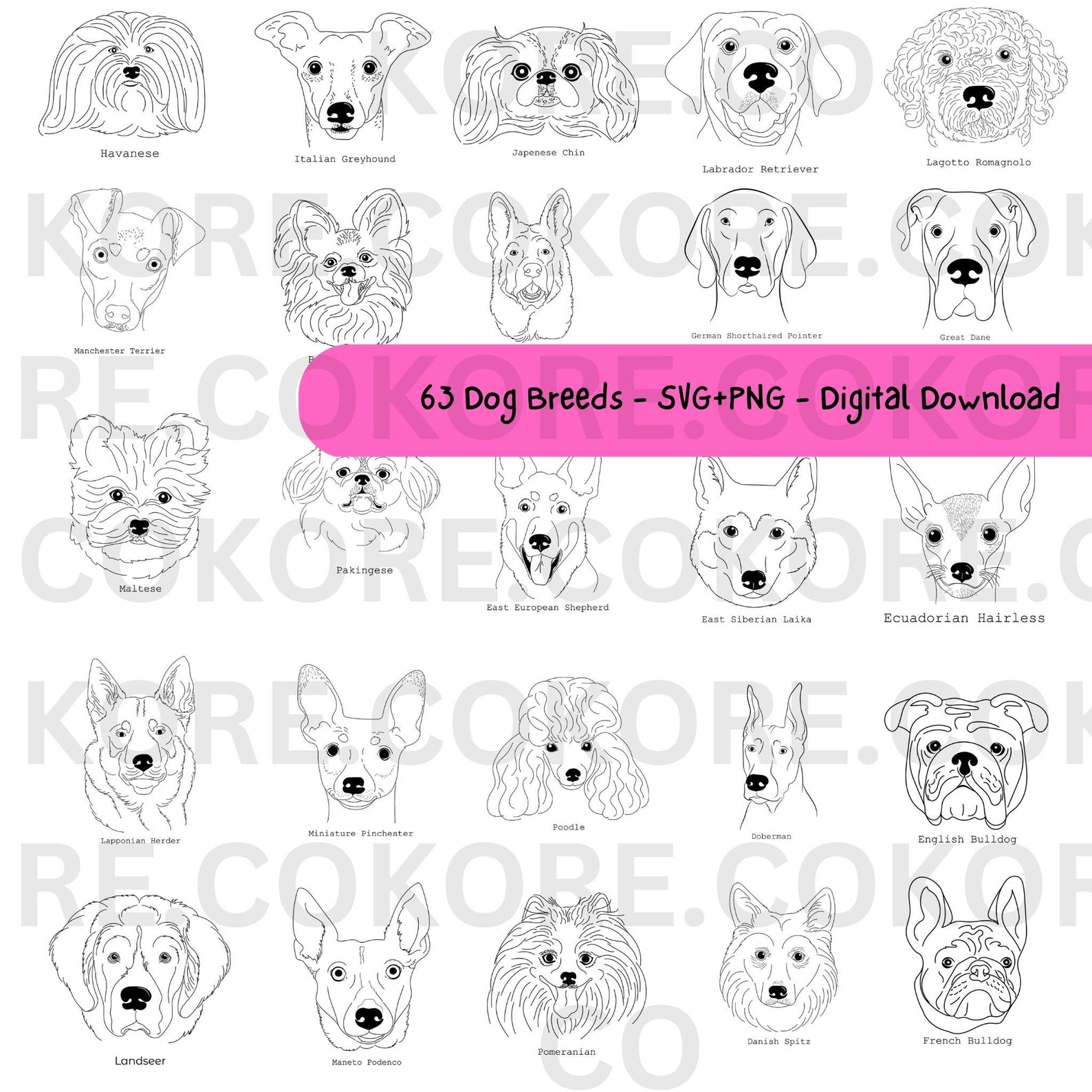 Dog Breeds SVG PNG Clipart Bundle (digital Download) - Etsy