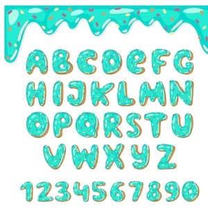 Alfabeto Donut Verde Infantil Svg | Letras de Donut | Amante de Donut Svg | Doce para Sempre Svg | Arquivos Svg, PNG | Sublimação | Download Instantâneo