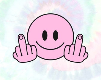 Middle Finger Smiley face svg, happy face svg, smiley svg, smiley face png, emoji svg, smile svg, retro smiley face, hippie svg