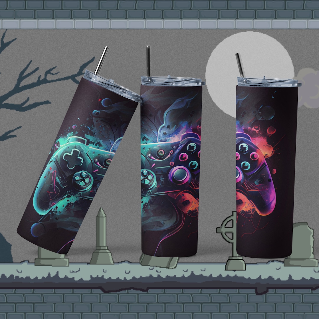 Gamer Tumbler Sublimation Designs Download PNG, Game Tumbler Wrap, Xbox PS4 Tumbler Design