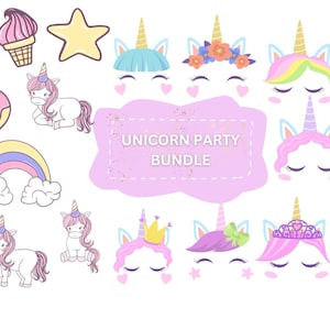 Paquete de imágenes prediseñadas de unicornio arcoíris, unicornio PNG, dulces, estrellas arcoíris, donut, helado, lindas pegatinas para planificador infantil, suministros de tela POD